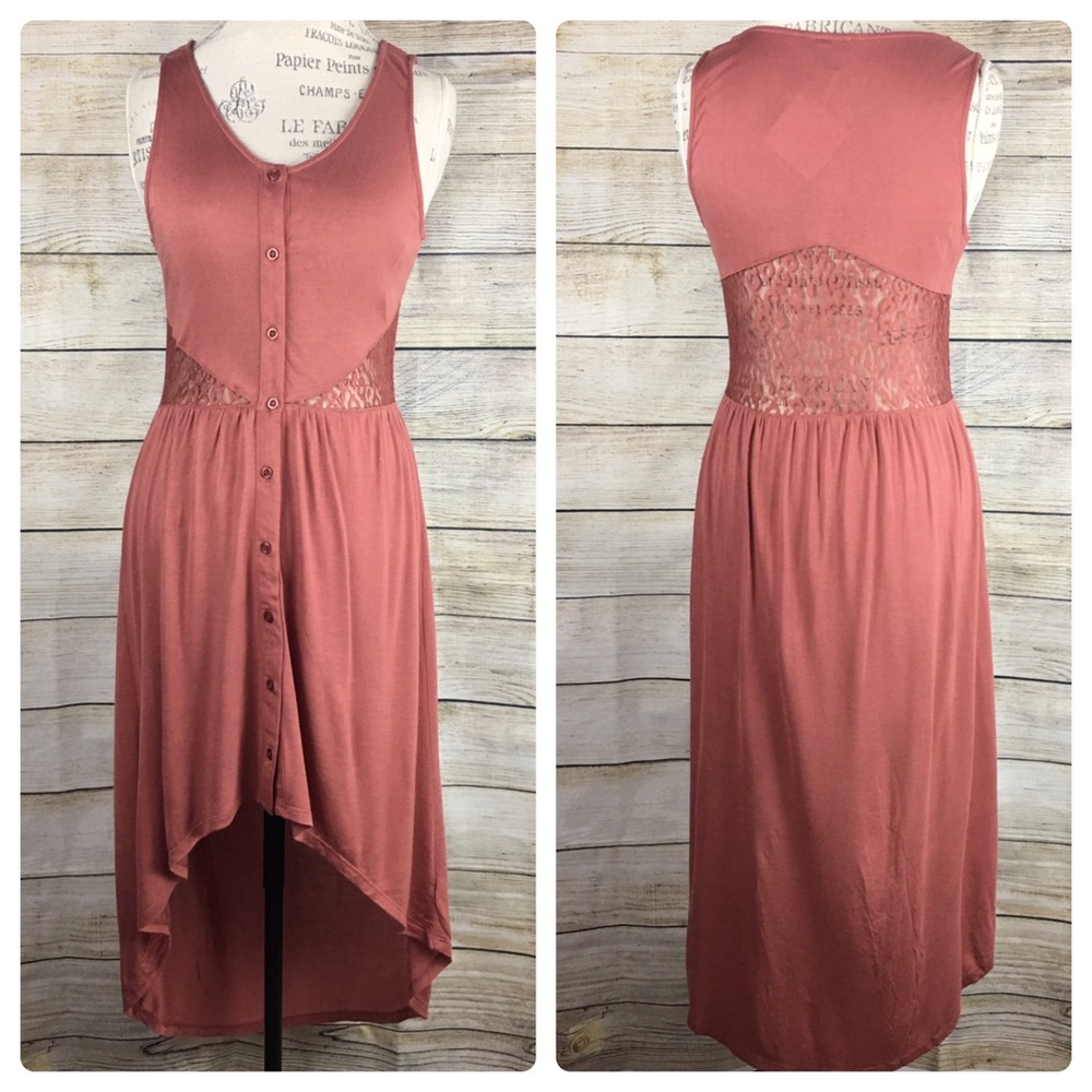 Mine Salmon Colored Button Dress Size Med